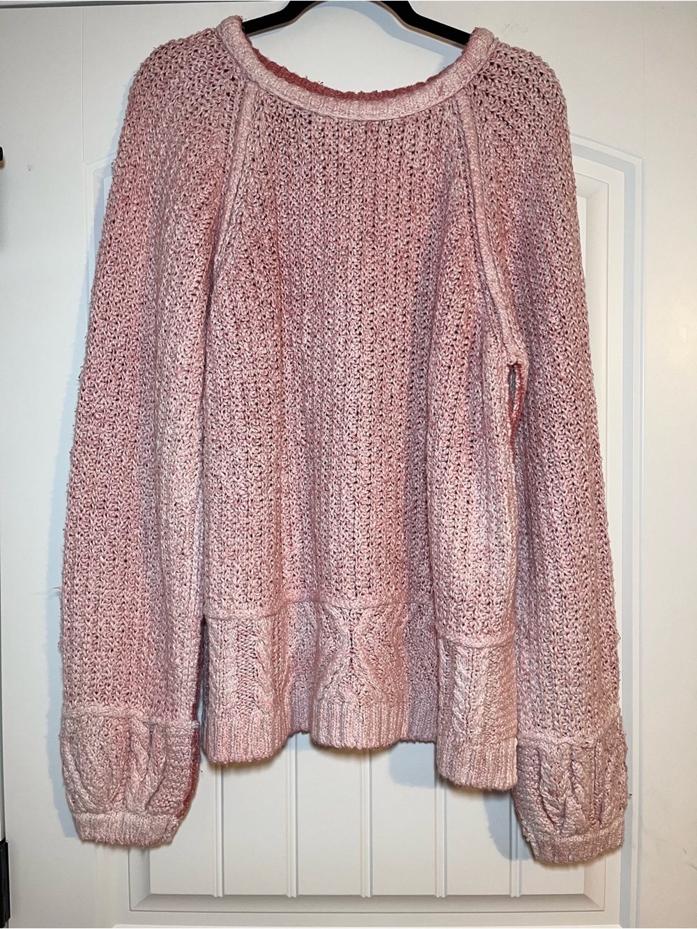 Free People We The Free Pink Chunky Knit Sweater Size Medium Boho Cozy Fall
